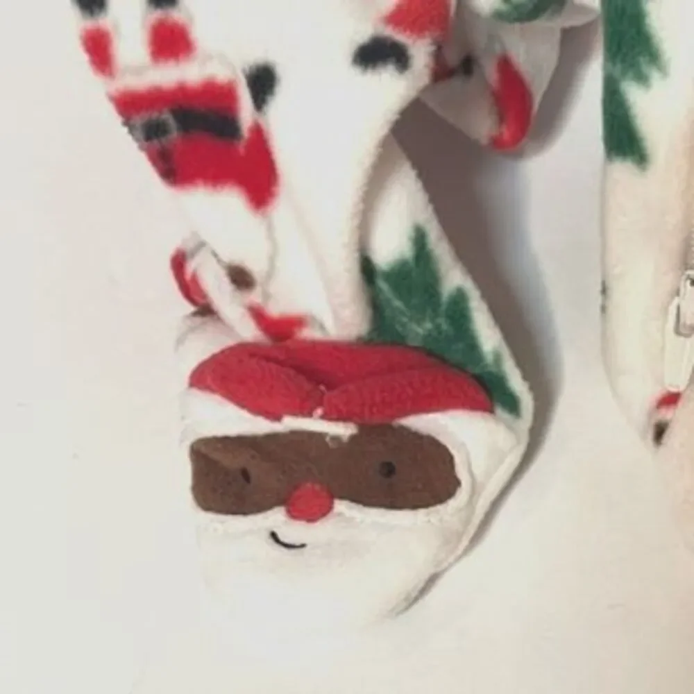 Carters My First Christmas Brown Santa Fleece Baby One-Piece Size NB New!